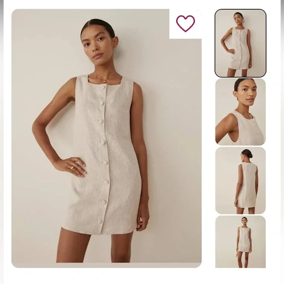 NWT Reformation Danna Linen Dress in Oatmeal, size medium - Picture 1 of 6
